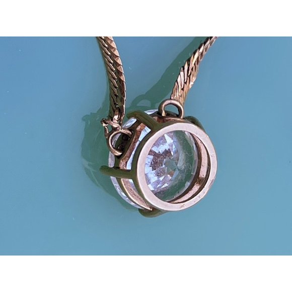 Vintage 14K Gold Serpentine Chain With 3 Carat Clear Tourmaline 4 grams - Picture 15 of 16